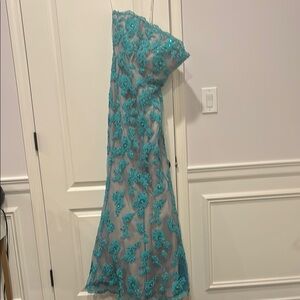 Elegant Sleeveless  Teal Lace Dress